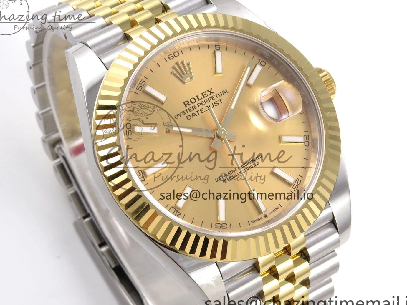 MiroTime 0127 Vibrant DateJust 41 126333 EWEF Best Edition YG Stick Dial on SS YG Jubilee Bracelet A 990